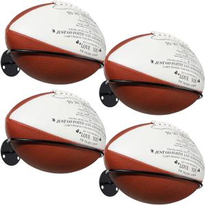 Threan 2 Pcs Football Wall Mount Holder Football Room Decor Basketball Holder Display Stand Wall Mounted Ball Storage Rack for Man Sports Soccer Volleyball Rugby, Steel