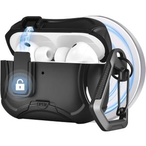 OLEBAND case for AirPods Pro 3 Case (2025),Compatible with iPods Pro 3rd Generation Case Cover (USB-C Port),Lock Lid,Compatible with MagSafe,Ultra Protection Design,Black