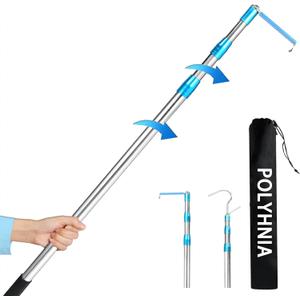 Truck Cargo Grabber Pickup Truck Bed Cargo Retriever, 6 Ft Cargo Bar Extendable Pickup Hook, Truck Bed Accessories (Blue)