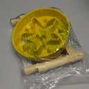 LE TAUCI Ceramic Slow Feeder Dog Bowls Elevated, 0.6 Cups Raised Dog Bowl with Wooden Stand for Small Breed, Pet Dishes to Slow Down Eating, Puzzle Cat Food Bowl, Star Yellow