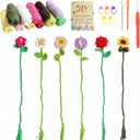ASDIIT 6 Pcs Crochet Flower Bookmarks Kits for Beginners Amigurumi Crochet Starter Set Knitted Flowers Kit Mothers Day Valentines Christmas Gifts for Women - with Step-by-Step Video
