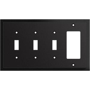 Henne Bery Modern Edge Decorative Wall Plate Switch Plate Outlet Cover, Durable Solid Zinc Alloy (Triple Toggle/Single Decorator, Matte Black)