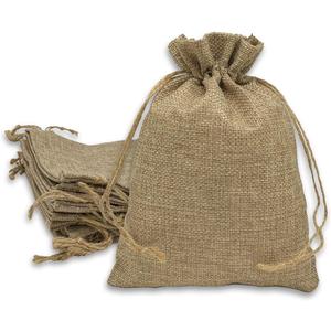 12-Pack 5.5x7.75 Natural Burlap Gift Bags w. Drawstring (Natural Brown, Medium) for Party Favors, Presents or DIY Craft by TheDisplayGuys (Brown Natural)