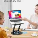 2 x tounee Telescopic Laptop Stand for Desk with 360 Swivel Base, Sit to Stand, Height Adjustable, Portable Riser Holder for Good Posture, Compatible with MacBook Pro, All Laptops 10-17" - Black