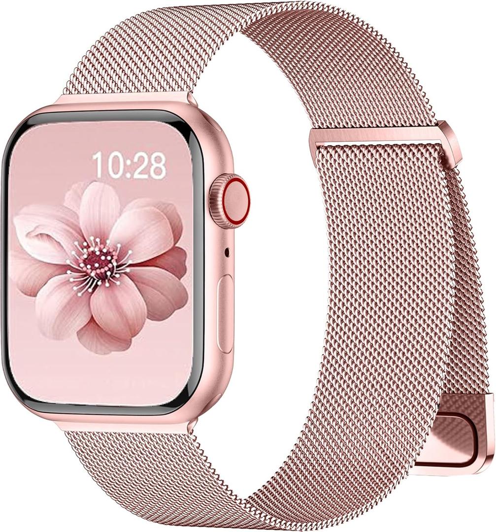Magnetic Band Compatible for Apple Watch Bands Women Men 40mm 38mm 41mm 42mm 46mm 44mm 45mm 49mm, Stainless Steel Mesh Metal Sport Strap Wristband iWatch Series 11 10 9 8 7 6 5 4 3 2 1 SE Ultra
