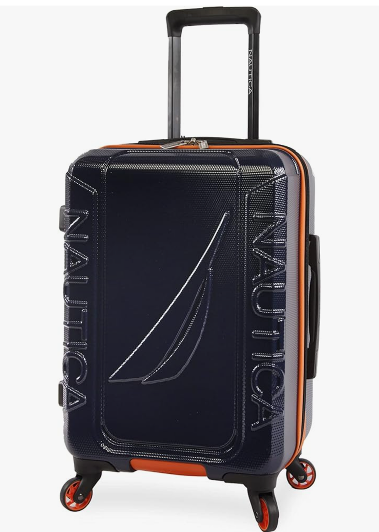 NAUTICA Birch Hardside Spinner Luggage, Navy/Orange, Carry-On 21-Inch