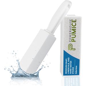 Powerstone Pumice Stone Toilet Bowl Cleaner with Handle (1-pack) - A Solution for Hard Water Stains on Toilets, Grills, Tiles, Grout & Pools (Pack of 1)