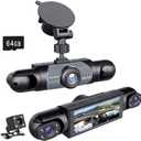 Sakerplus 360° 4 Channel Car Dash Cam System with Front Rear Left Right Cameras, 1080P Full Coverage, Night Vision, G-Sensor, Loop Recording, 64GB SD Card for Taxi, Fleet & Family Vehicles (64GB)