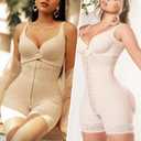 YIANNA Tummy Control Shapewear for Women Strapless Fajas Colombianas Body Shaper Shorts Butt Lifter with Zipper Crotch (Beige)