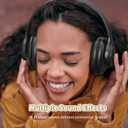 KVIDIO Bluetooth Headphones Over Ear, 65 Hours Playtime Wireless Headphones with Microphone, Foldable Lightweight Headset with Deep Bass, HiFi Stereo Sound Low Latency for Travel Work Cellphone (Black)