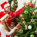 DIYDEC 18pcs Christmas Balls Ornament 2.4 Inch Glittering Hanging Xmas Balls for Tree Decoration Swirl Candy Cane Elf Balls Red Green Plastic Christmas Baubles for Home Indoor Holiday Party Decor (6cm)