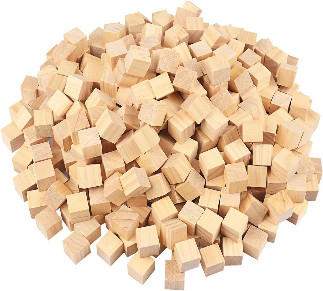 500 Packs Wooden Blocks for Crafts, 0.8 Inch Pine Wood Cubes, 2 x 2 x 2 cm Wooden Cubes for Paint, Stamp, Decorate, DIY Projects and Personalized Gifts,by GNIEMCKIN