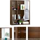 ChooChoo Bathroom Wall Mirror Cabinet, Medicine Cabinet with Single Door and Adjustable Shelf, Over The Toilet Space Saver Storage Cabinet, Walnut (6.3"D x 21.6"W x 24.0"H)