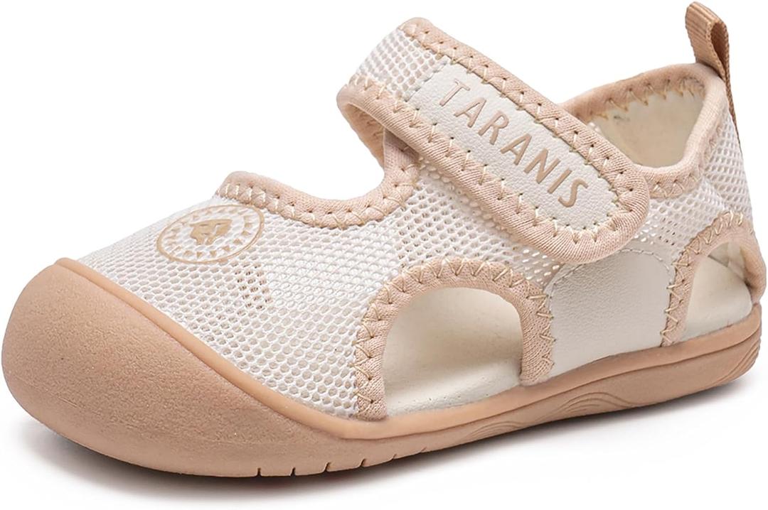 Toddler Shoes Boys Girls Non-Slip Infant Sneaker Rubber Sole Baby Crib First Walker Shoes (7.5 Toddler, 5201-beige)