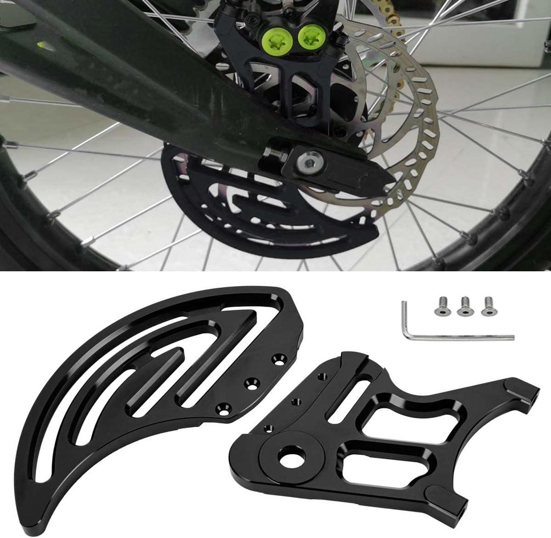 2Pcs Black Rear Brake Disc Guard Cover, Aluminum Dirt Pit Bike Motorcycle Sprocket Guards Derailleur Cover Caliper Chain Protector for Sur Ron Light Bee for Surron/Segway X160/X260