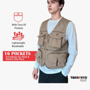 Versatile Men's Summer Vest for Fishing, Travel, Outdoor Work, Safari and Photography with Multiple Pockets, Size L