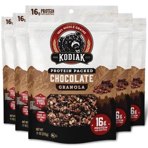 Kodiak Cakes Granola Pouch, Chocolate, High Protein, 100% Whole Grains (Pack of 5 pouches) (EXP 10/01/26)