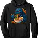 Kaiju Eating Ramen Japanese Funny Monster Eating Ramen Pullover Hoodie Medium