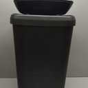 SONGMICS Plastic Kitchen Trash Can, 12-Gallon (45 L) Garbage Can with Stainless Steel Lid, Soft Close, Pedal Waste Bin with Wheels and Rear Handle, Ink Black ULTB533B01