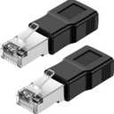 2 PCS Black Ethernet to USB Adapter, USB to RJ45 Ethernet Adapter Female Converter Ethernets Cable Male Conversion Adapters for Camera with Network Function Modem Printer