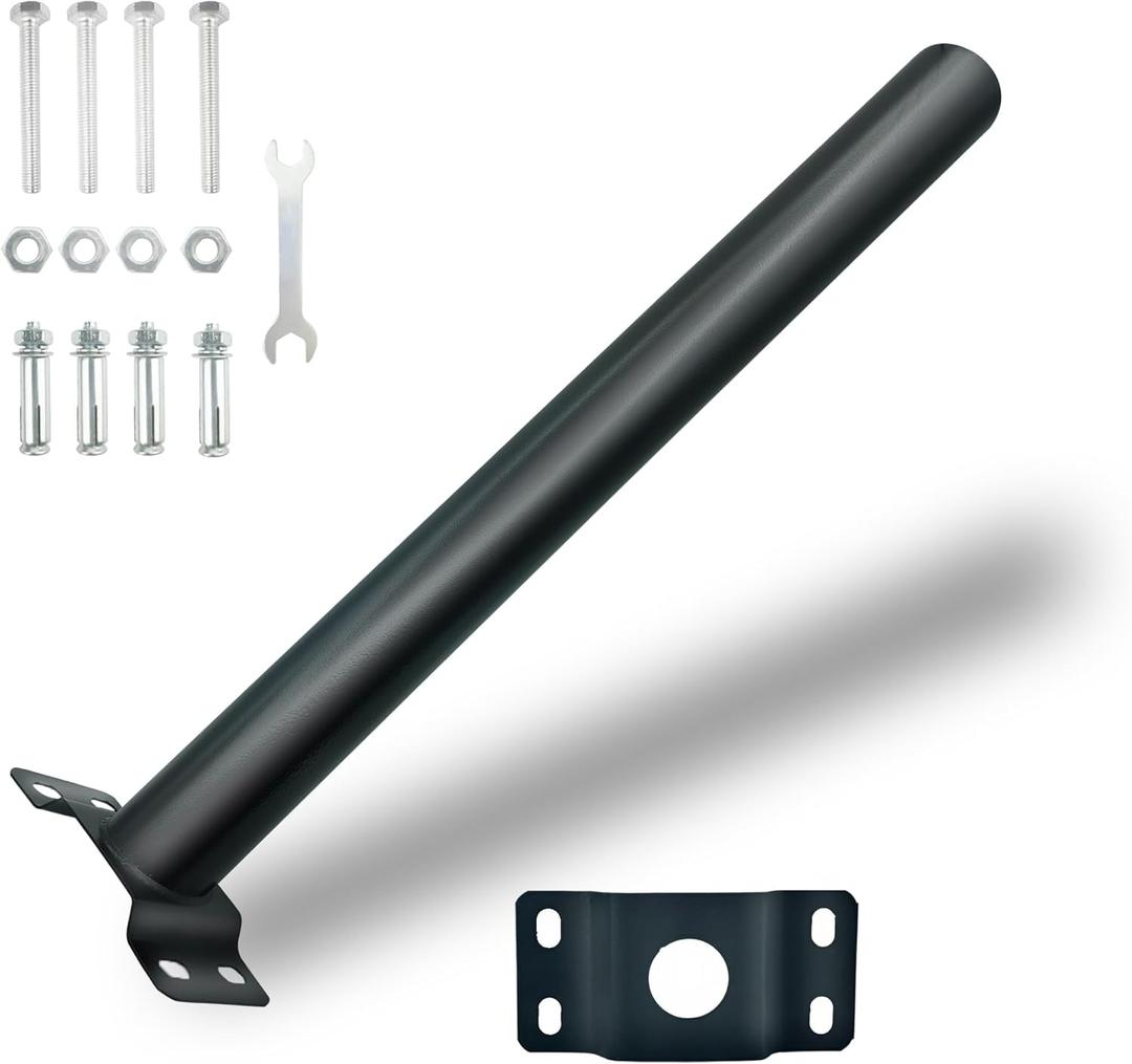 Light Pole Mount,20 Inch Length Solar Pole Mounting Bracket Extension Kit Wall Flag Black Metal Pipes Barn Light Fixture Antenna Adapter Outdoor Arm for LED Street Light (20 inches Black)