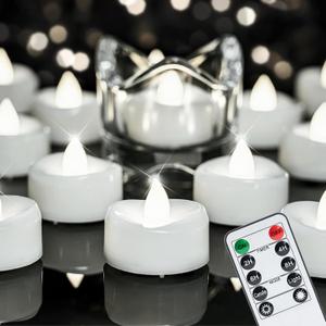 Remote Candles, 12PCS Flameless Tea Lights Candle Battery Operated with Timer, 400+Hours Remote Control LED Tea Lights Votive Candle - 1.5'' D X 1.25'' H- Pure White Light