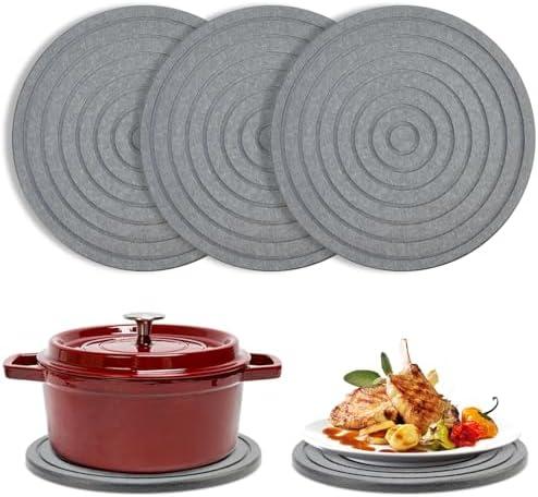 3 Pack Diatomite Stone Drying Round Trays for Kitchen Counter Decor Trivets for Hot Dishes Decorative Bathroom Sink Tray Silicone Ceramic Trivets for Hot Pots and Pans Large Coasters Marble Trivet