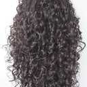 Black Curly wig Costume Wig Long Curly 28inches Synthetic Wigs Costume Halloween adult men (Natural Black)