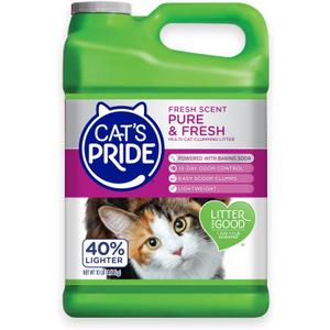 Cat's Pride Premium Lightweight Clumping Litter: Pure & Fresh - Up to 10 Days of Powerful Odor Control - Multi-Cat, Scented, 10 Pounds