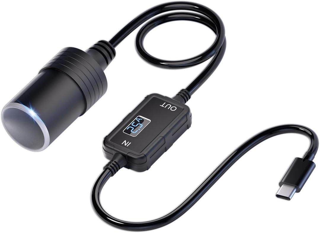 USB C to 12V Cigarette Lighter Adapter: Max 36W USB C Male to Car Cigarette Lighter Female Socket Type C Converter Power Cable PD3.0 for Dash Cam GPS Recorder Power Bank Led Light Strips