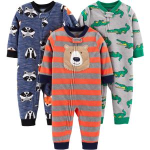 Simple Joys by Carter's Baby Boys' 3-Pack Loose Fit Flame Resistant Fleece Footless Pajamas (Alligator/Bear/Fox)