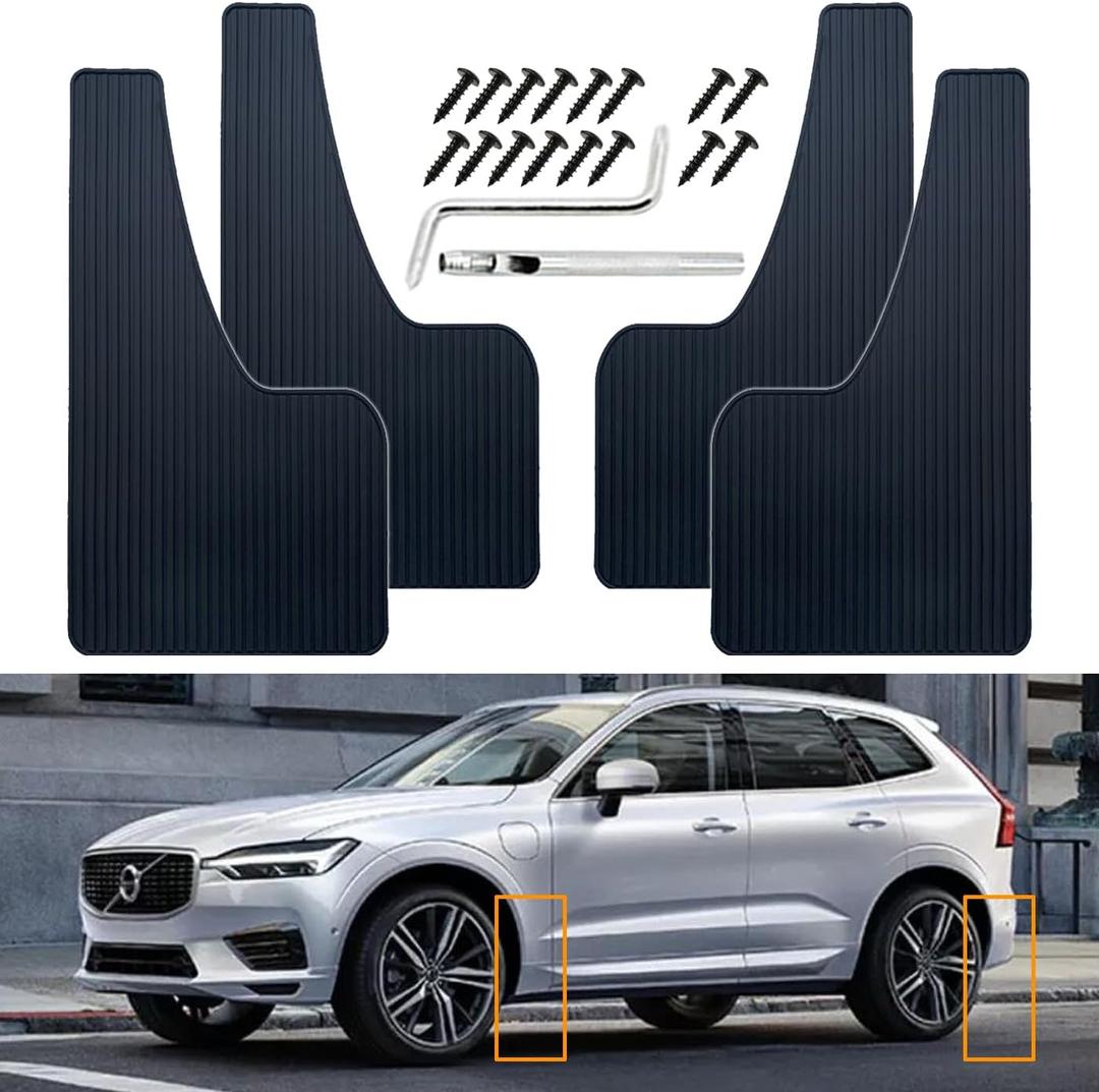 Standard Size Soft Rubber Mud Flaps Universal Wear Resistance Mudguards All Weather Wide Body, Fits for SUVs MPV (Not Fits to Full-Size SUVs) Exterior Accessories Black, Front & Rear, 4Pcs Set
