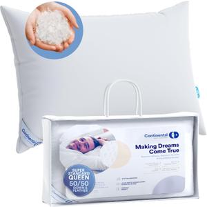 Continental Bedding Feather Goose Down Pillows - Luxury & Breathable Bed Pillows for Sleeping, Back, Side & Stomach Sleepers - Standard Queen Size, Pack of 1-50% Down & 50% Feather Filled Continental Bedding Feather Goose Down Pillows - Luxury & Breathable Bed Pillows for Sleeping, Back, Side & Stomach Sleepers - Standard Queen Size, Pack of 1-50% Down & 50% Feather Filled