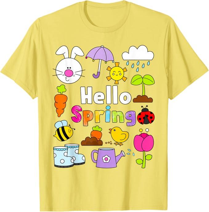 Hello Spring and Easter Day 2026 Bunny Hello Spring Toddler T-Shirt, 2T