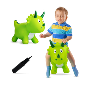 Dinosaur Bouncy Animal for Toddlers 3+, Ride On Dinosaur Hopper Toys for 3+ Year Old Girl Boy Kid First Birthday Gift, Outdoor Indoor Triceratops Hopping Horse Bouncer (Pump Included)