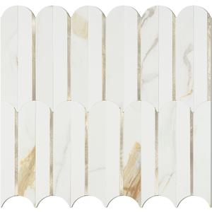 Vamos Tile Peel and Stick Backsplash Seamless Tile,10 Sheets Stick on Backsplash for Kitchen & Bathroom, Calacatta Gold+Matt Pure White Marble Look PVC+ Light Gold Self Adhesive Backsplash Tile