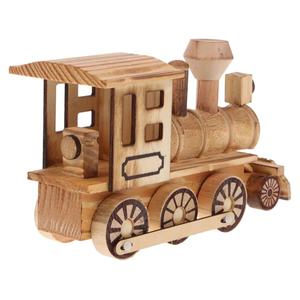 Vintage Wooden Train Engine Decorative Ornament, Steampunk Retro Locomotive Adornment, Engineering Desktop Decoration for Kids Boys Home Or Office Decor