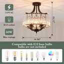 Piepooye Modern Crystal Chandelier 4 Lights Black Semi Flush Mount Ceiling Light Fixture E12 Metal Farmhouse Chandelier for Dining Room Bedroom Hallway Entryway Kitchen