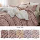 Bedsure Fluffy Flannel Duvet Cover Set - Faux Fur Comforter Cover Queen Size, Cameo Rose Warm Plush Bedding for Winter, 3-Piece Set with Zipper Closure (90"x90") and 2 Pillow Shams