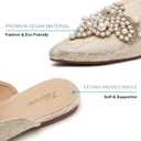 Tilocow Pearl Decor Mules for Women Flats Pointed Toe Backless Flat Slip On Slides Women's Mule Shoes (7, Beige Lace)