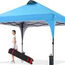 COOSHADE Pop Up Canopy Tent, 10x10 Easy Setup Instant Sun Protection Beach Shelter,Portable Sports Cool Cabana, Sky Blue