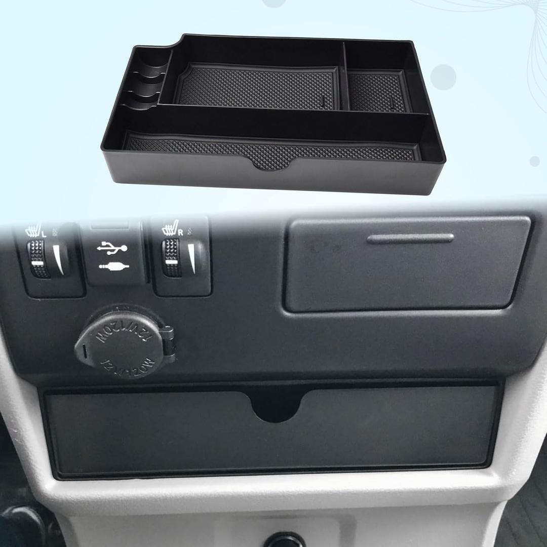 EDBETOS Console Drawer Tray Compatible with Toyota Sienna 2015-2019 2020 Interior Accessories Sienna Center Console Organizer Insert Tray Under Radio Storage Box Coin Container Phone Holder, ABS Black