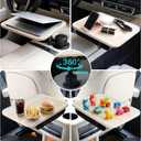 360 Rotating Wood Car Tray & Desk for Laptop - Steering Wheel Cup Holder Table, Car Accessories for Women & Men, Compatible with Tesla Model Y/3/S, Ford F150/Explorer/Maverick & Most Vehicles