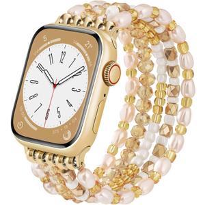 VISOOM Beaded Boho Bracelet For Apple Watch 10/11 Se(3rd Gen) Bands Women 42mm 41mm 40mm 38mm, Pearl Wrap For Cute Stretchy Fancy Apple iWatch iPhone Series11 10 Se 9 8 7 6 5 4 3 2 1 Watch Straps Band