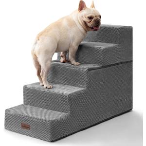 Aodisman Dog Stairs for High Bed 22.6" H,5-Step Dog Steps for Small Dogs and Cats,Indoor Non-Slip Balanced Pet Stairs are Suitable for Puppy,Older Cat,Grey
