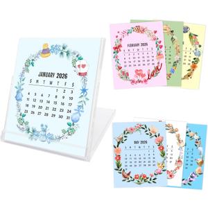 2 x Desk Calendar 2026, 12-Month School Year Calendar, Colorful Monthly Desktop Calendar, Small Desk Calendar 2026 for Home Office Table Desk Decoration, Gifts for Friends Coworkers-02