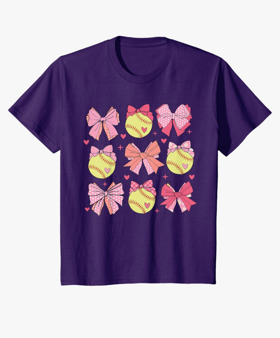 Softball Coquette Bow Softball Mom Mothers Day Softball Mama T-Shirt XS
