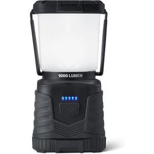 Amazon Basics Camping Essentials Lantern, 360-Degree 1000 Lumen LED, Adjustable Dimmable with 4 Lighting Modes, Water Resistant IPX4, Black (Batteries Not Included)