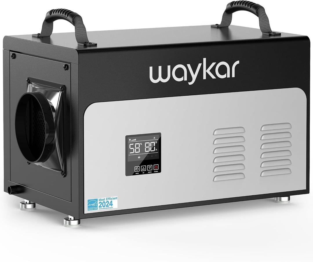 Waykar 130 Pints Energy Star Most Efficient Commercial Dehumidifier with Pump and Drain Hose for Crawl Spaces, Basements, Ducted Industrial Use, and Water Damage Unit - 5-Year Quality Coverage