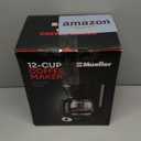 Mueller 12-Cup Drip Coffee Maker - Borosilicate Carafe, Auto-Off, Reusable Filter, Anti-Drip, Keep-Warm Function, Clear Water Level Window Coffee Machine, Kitchen Essentials & Accessories (Black)